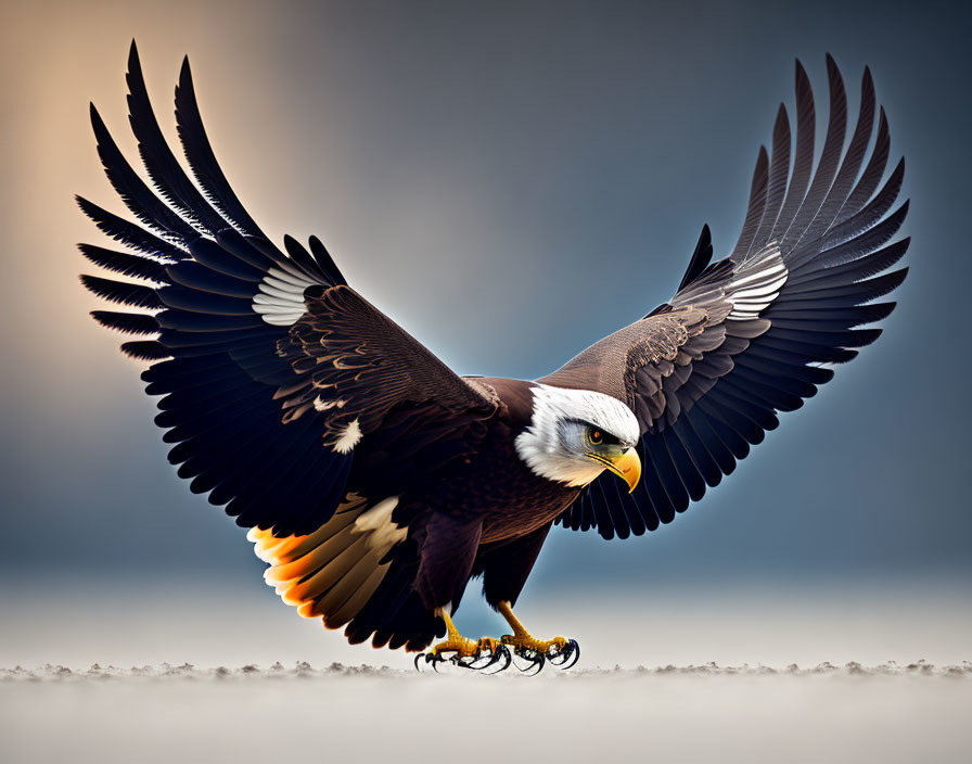 Bald Eagle Landing with Wings Spread and Talons Outstretched