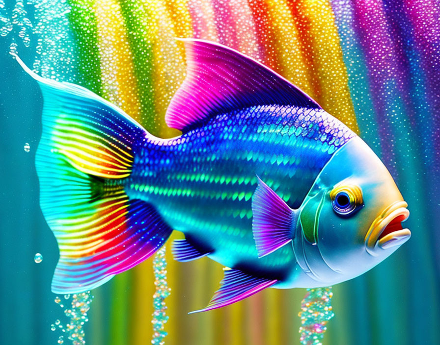 Colorful Tropical Fish Swimming in Vibrant Underwater Scene