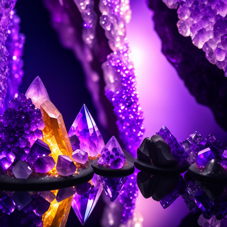 Colorful Crystal Display in Moody Lighting