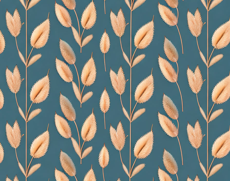 Illustrated golden wheat ears on muted blue background