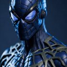 Detailed Futuristic Robotic Humanoid in Black and Blue Armor