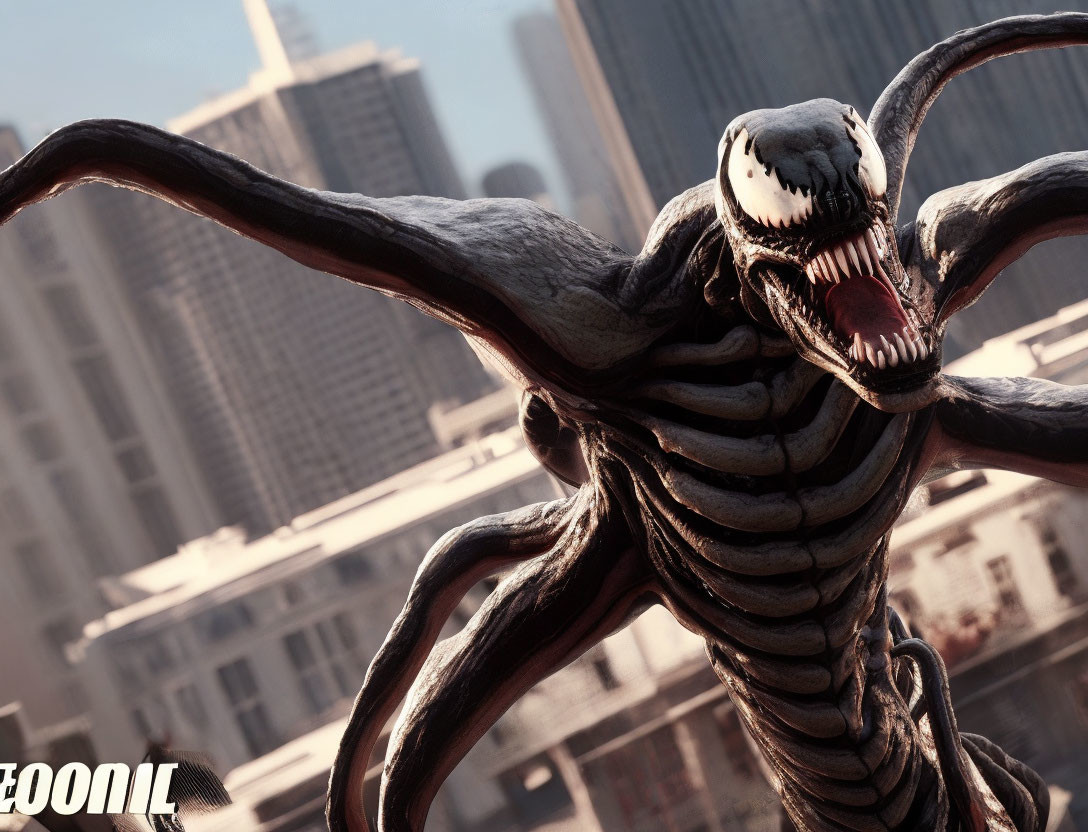 Detailed Close-Up of Venom's Mouth, Teeth, Tongue, and Tendrils