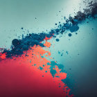 Abstract blue particles on red to teal gradient background