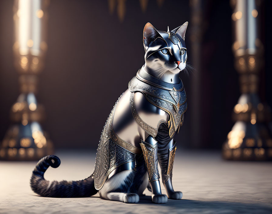  Kneeling cat knight 