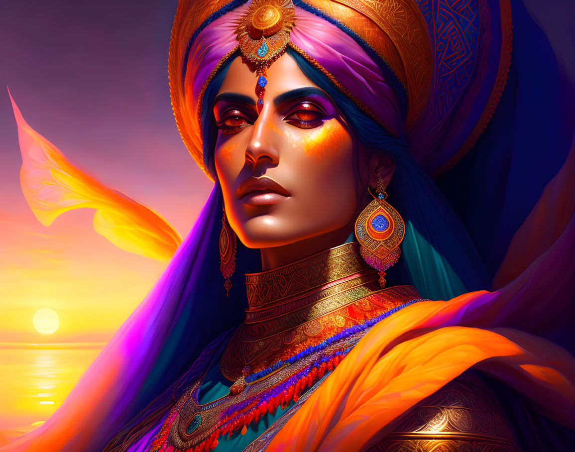  Vivid colorful portrait of an Ancient Persian pri