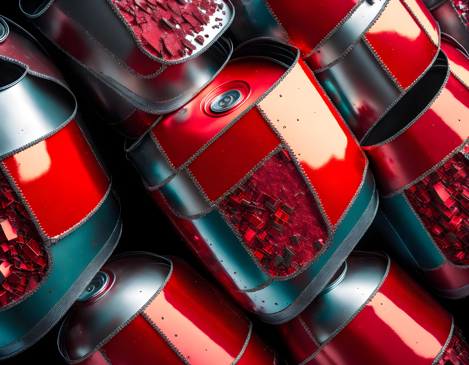 Red and Silver Spray Paint Cans with Splatters