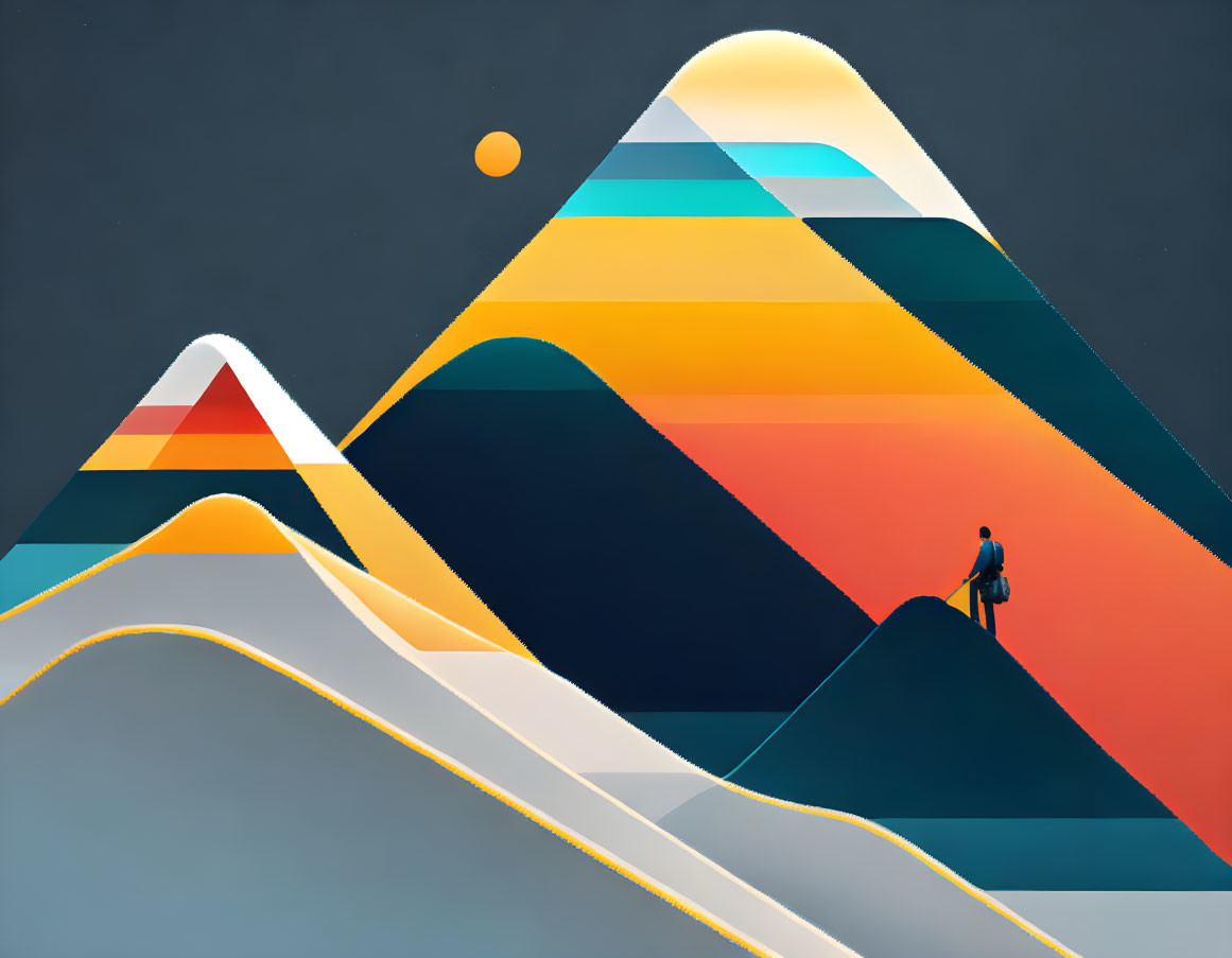 Colorful Abstract Mountain Range Under Dusky Sky