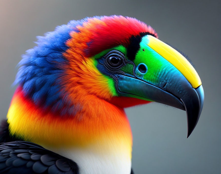 Colorful Toucan Close-Up with Vibrant Plumage and Large Beak