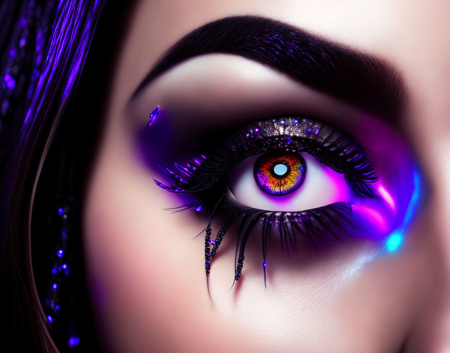 Colorful Close-Up of Vibrant Eye Makeup