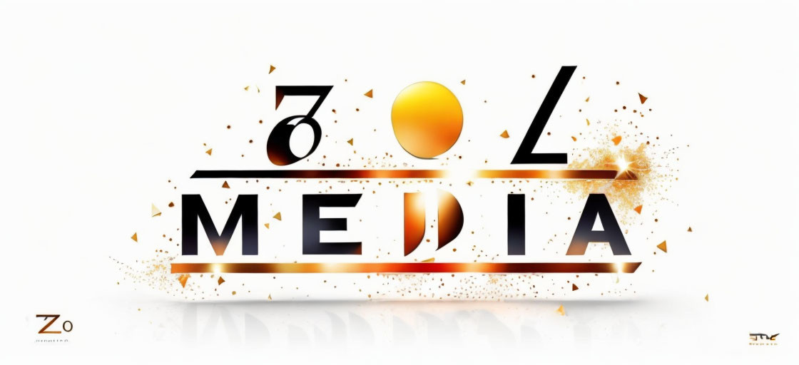 Bold 'ZOLA MEDIA' Text in Gold & Black on White Background