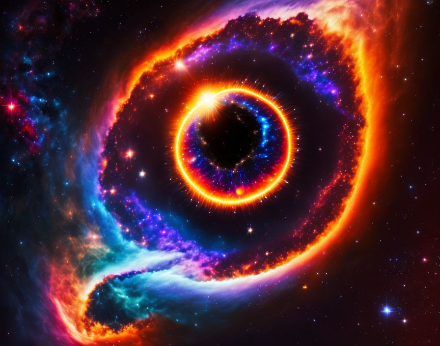 Vibrant Cosmic Scene of a Nebula Resembling an Eye