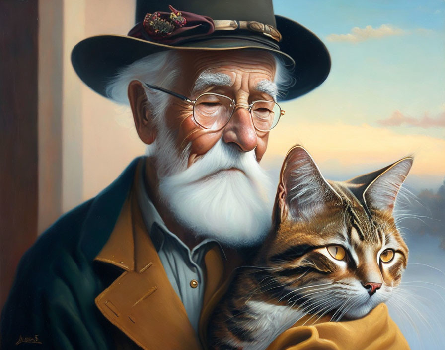 Grandfather with his cat