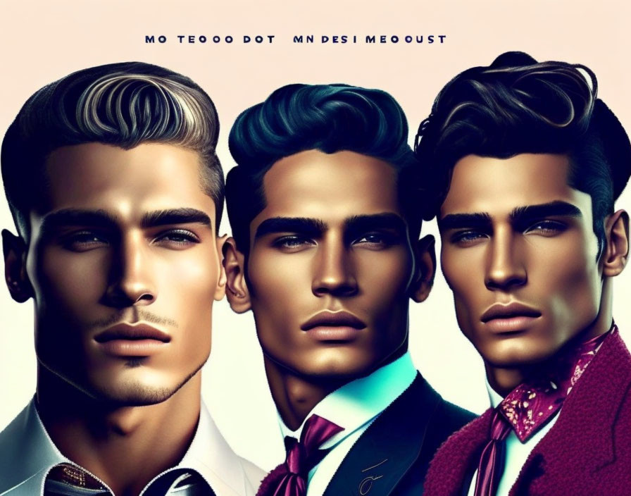 Stylized male characters in formal attire with sleek hairstyles