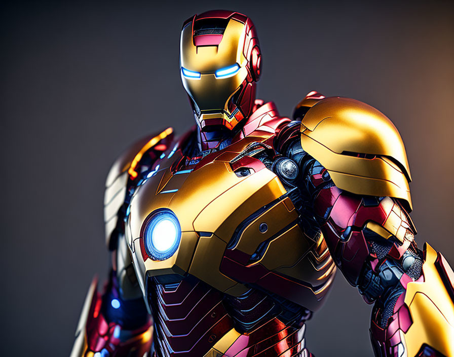 Detailed Iron Man Suit with Vibrant Red & Gold Colors