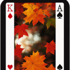 King of Hearts Playing Card with Autumn Leaves Overlay