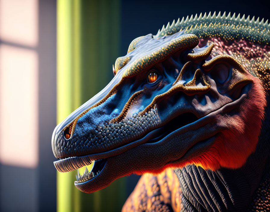Detailed Velociraptor Head Illustration with Sharp Teeth and Textured Skin