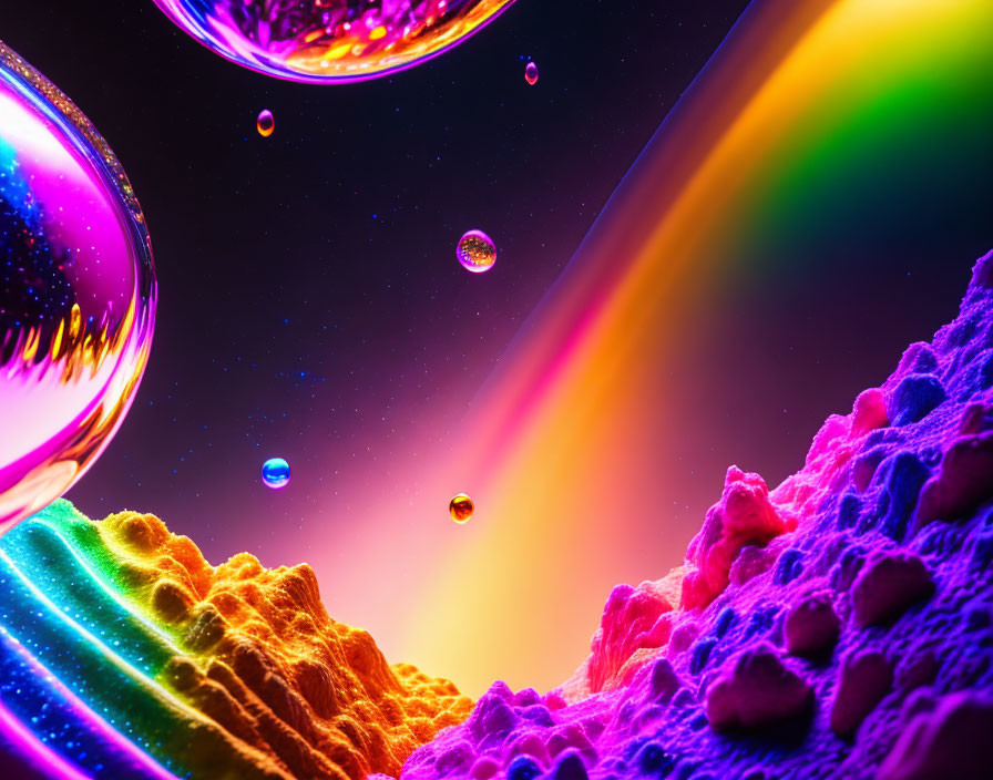 Colorful Light Spectrum Refracted Through Water Droplets on Textured Surface