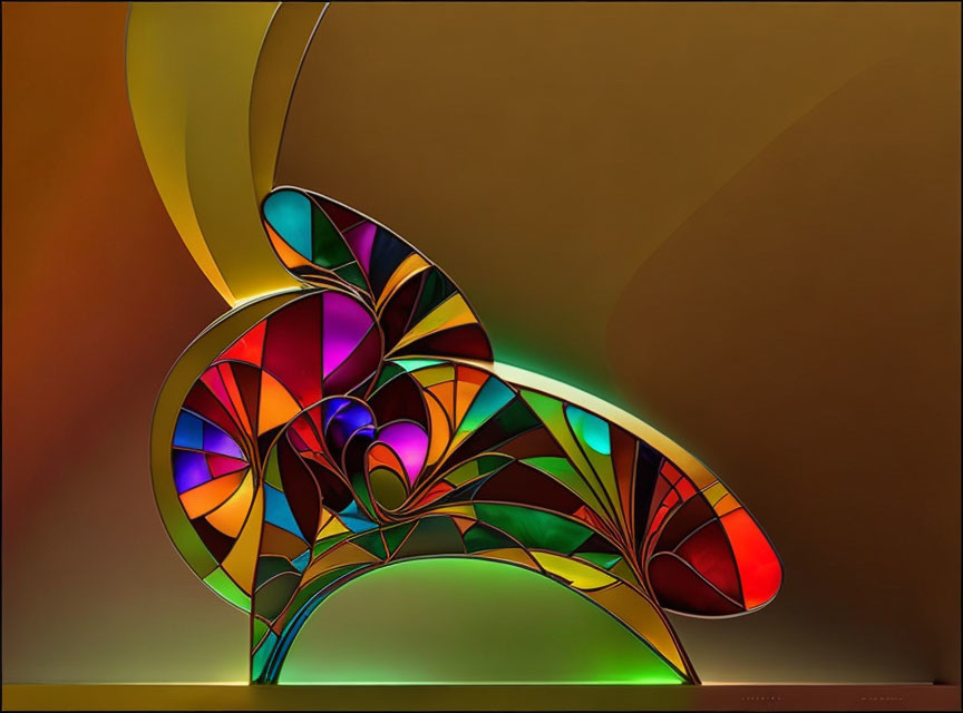 Vivid Abstract Digital Artwork: Colorful Curved Shapes, Swirls, and Leaf-like