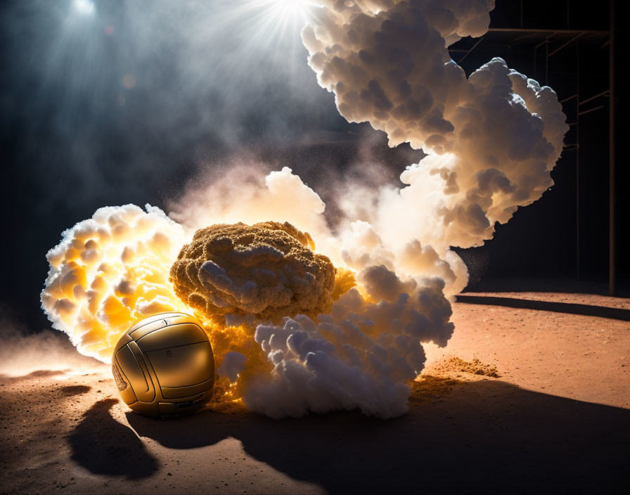 Robotic Vacuum Cleaner in Front of Dramatic Dust Cloud