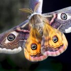 Colorful Moth with Orange and Brown Wings on Foliage