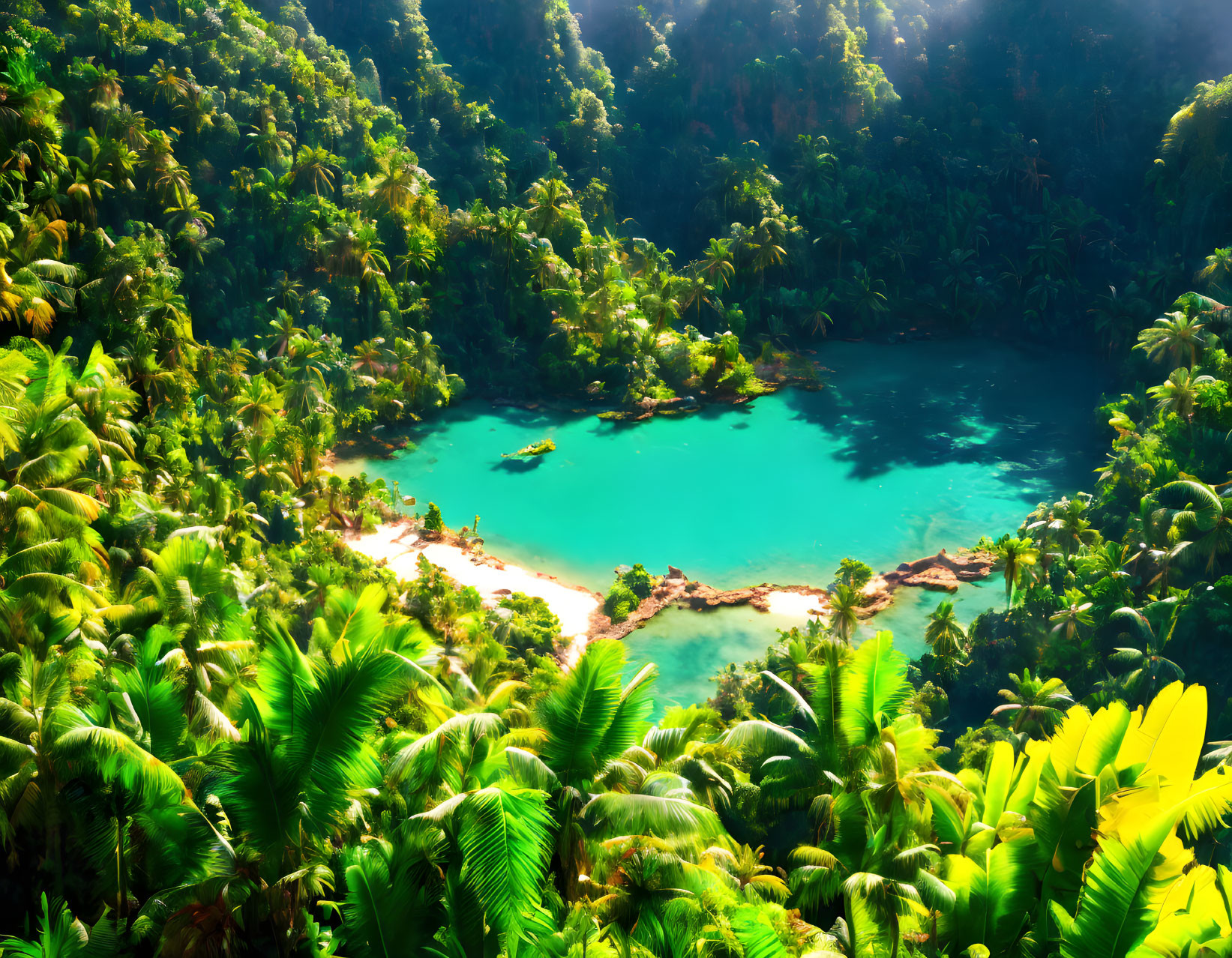 Tranquil Tropical Lagoon with Sunlit Turquoise Water