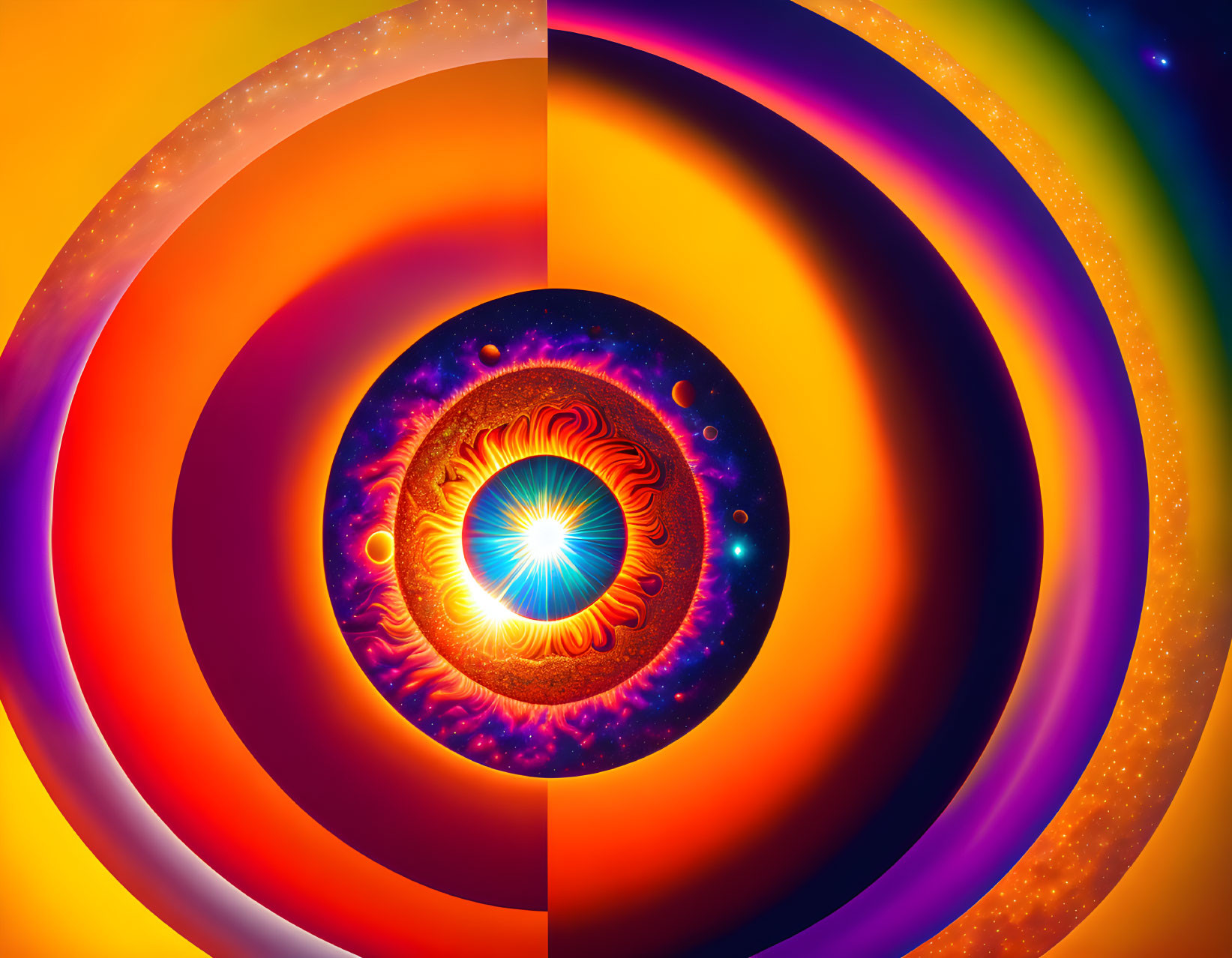 Colorful Abstract Art: Vibrant Spectrum & Concentric Circles