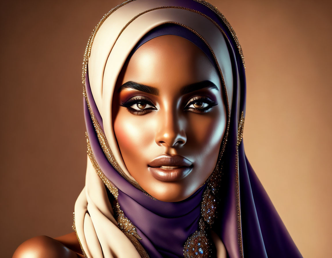 Portrait of a Woman in Hijab with Striking Eyes