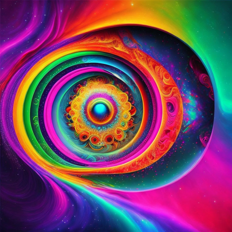 Colorful Neon Swirl Patterns in Psychedelic Design