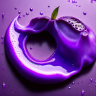 Shiny purple liquid bean with droplets on smooth surface