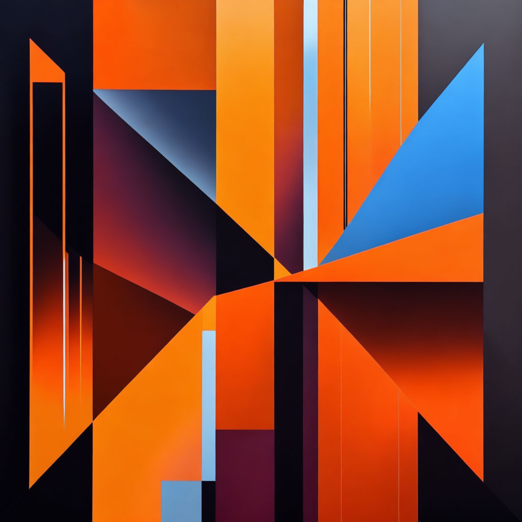 Colorful Abstract Geometric Painting with Sharp Angles