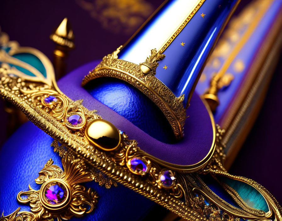 Ornate royal scepter with gold details and gemstones