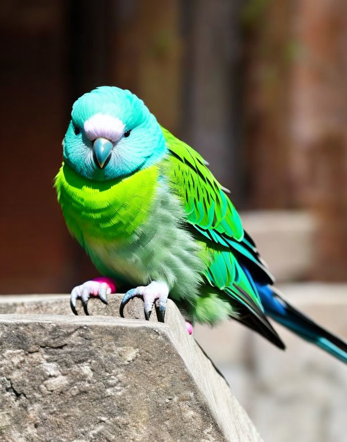 Colorful Parakeet Perched on Stone Surface