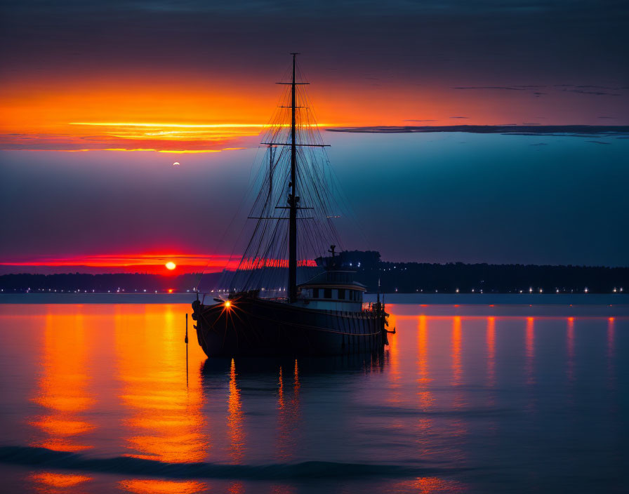 Vibrant sunset colors reflecting on calm waters