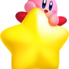 Colorful Kirby on Golden Star with Cheerful Expression