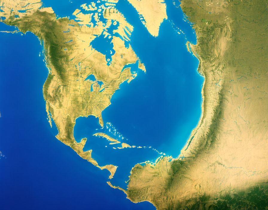 Great Lakes and North America Surrounding Regions Satellite View