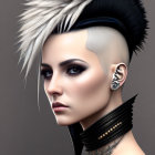 Bold Asymmetrical Hairstyle with Shaved Side and Black & White Top