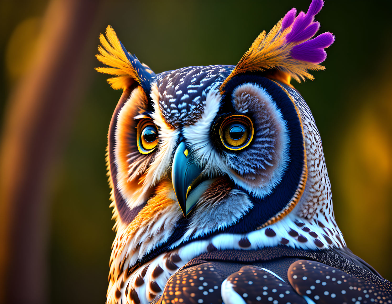 Vibrant Owl Artwork with Detailed Feathers