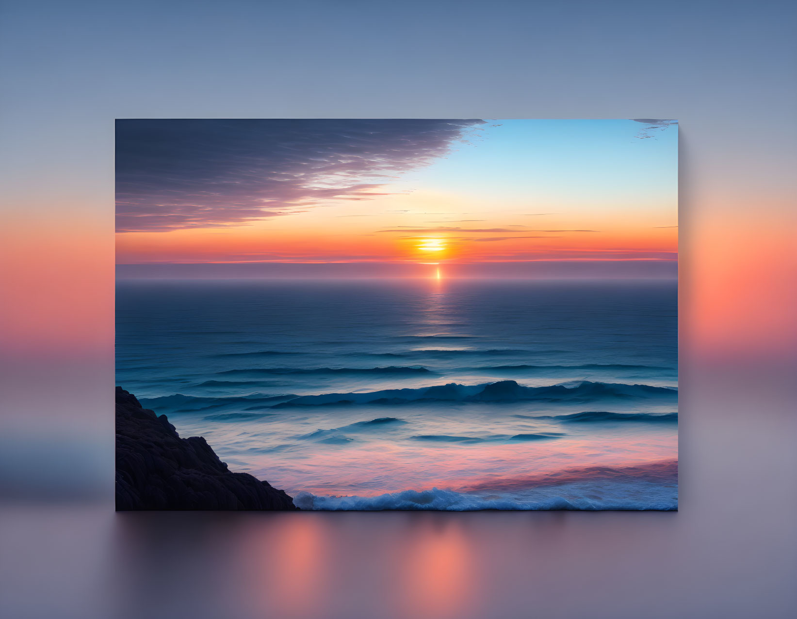 Ocean sunset with vibrant colors reflecting on waves