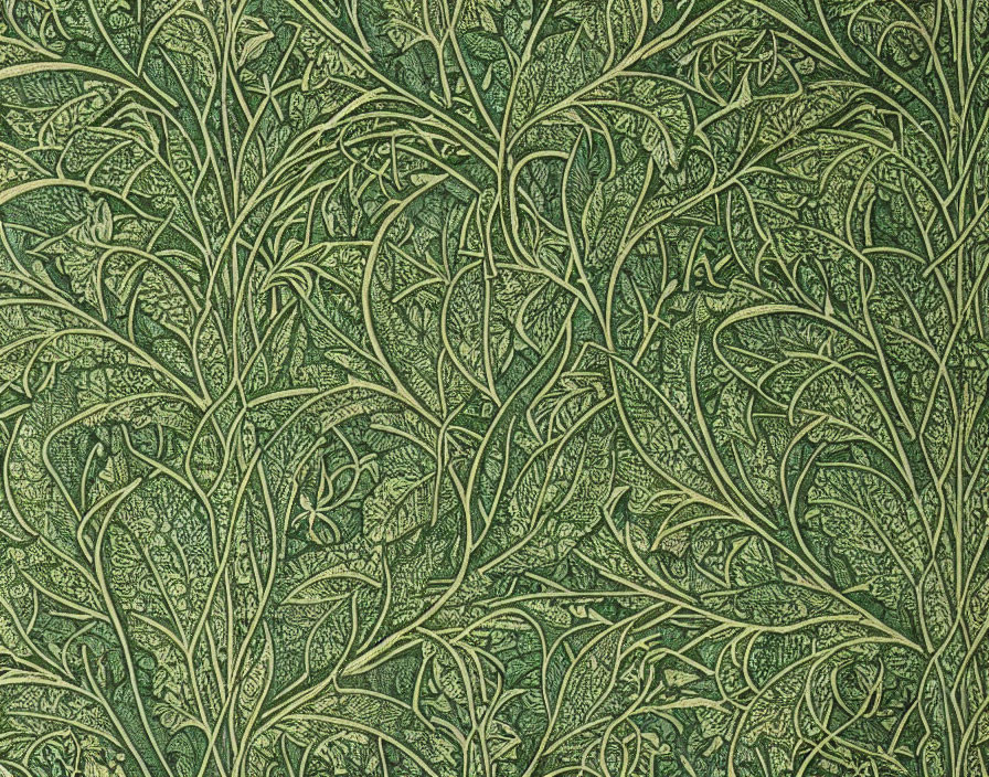 Detailed Green Art Nouveau Botanical Pattern