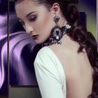 Woman with dramatic makeup and braided hairstyle in digital artwork