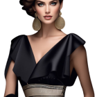 Digital Art: Woman with Dramatic Updo & Black Dress