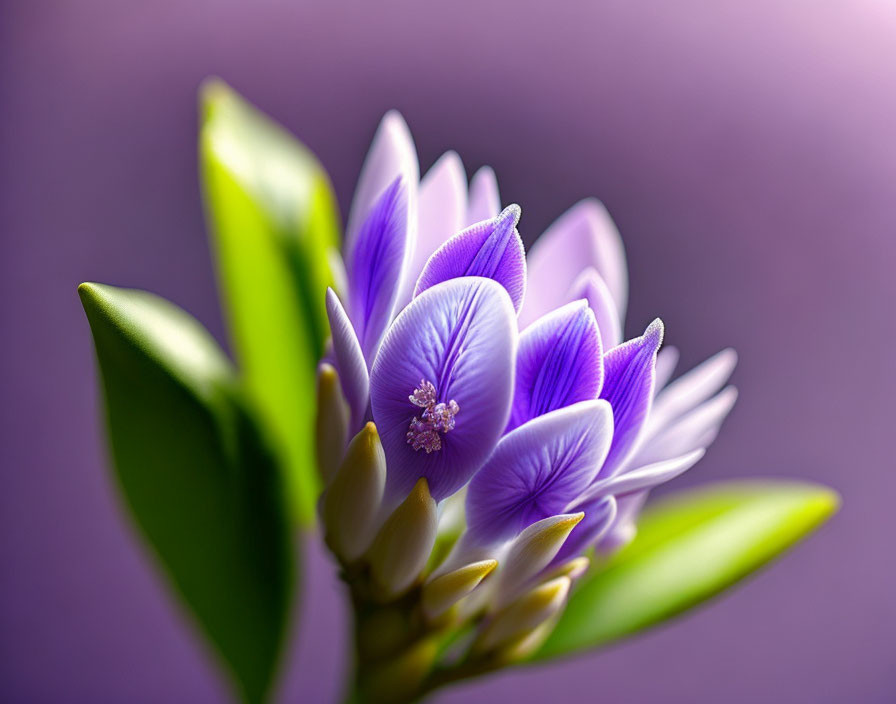 Delicate Purple Flowers Close-Up with Soft Violet Background