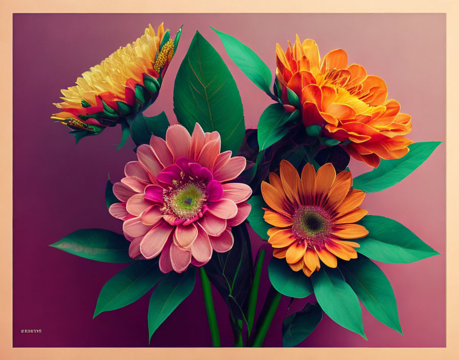 Colorful Mixed Flower Bouquet with Orange, Yellow, and Pink Blooms