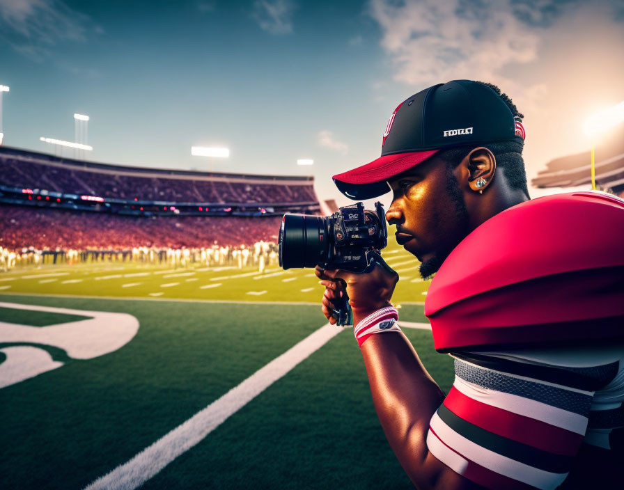 Photographer captures vibrant stadium before sports event