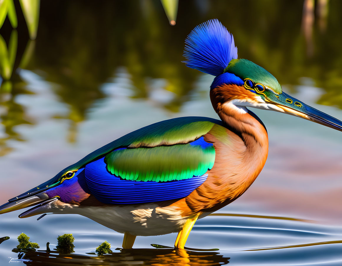 Vibrant Blue and Orange Kingfisher Bird by Water's Edge