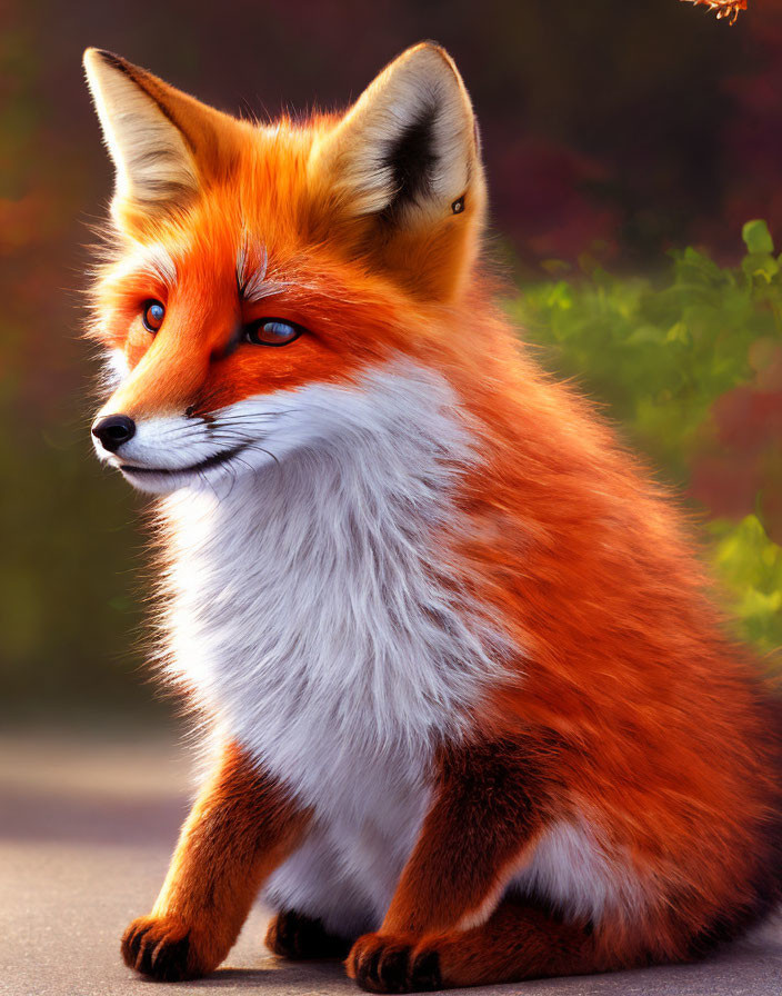 Red Fox Illustration: Vibrant orange fur, piercing eyes, and attentive ears in warm-toned