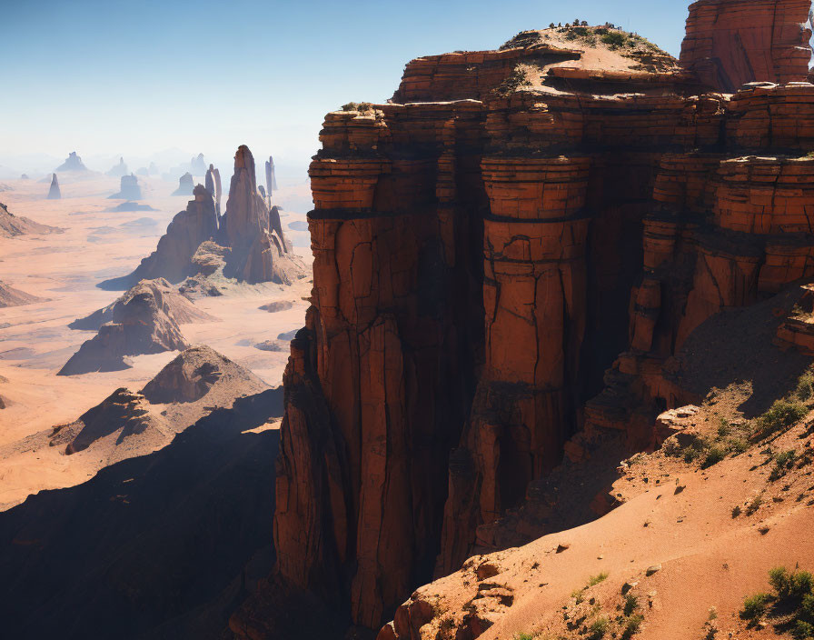 Red Sandstone Cliffs and Desert Landscape with Rock Formations