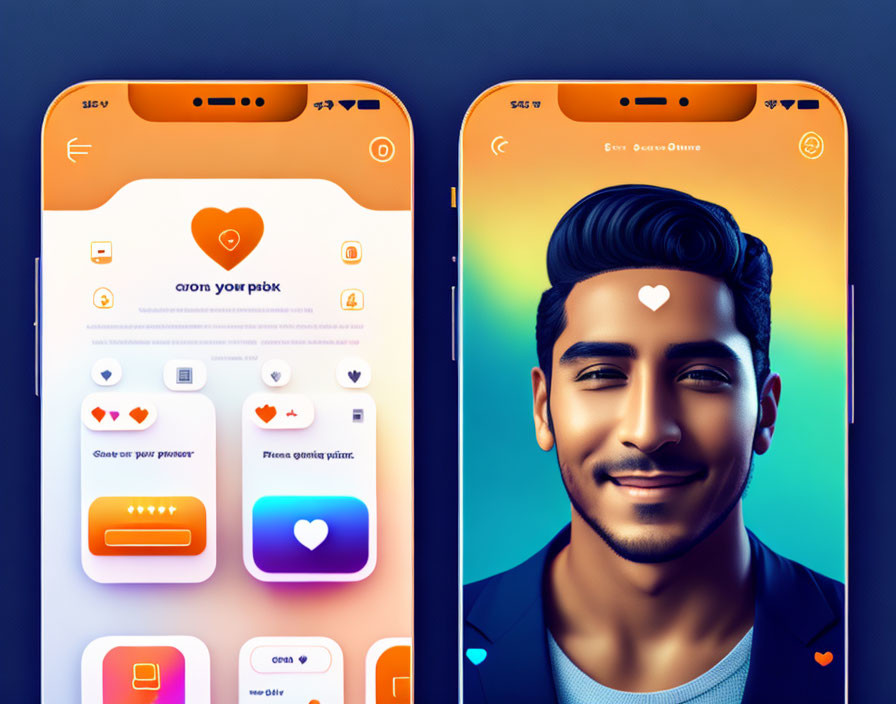 Dating App Interface on Smartphones with Smiling Male Avatar