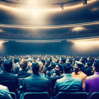 Diverse Audience in Darkened Theater with Stage Lights