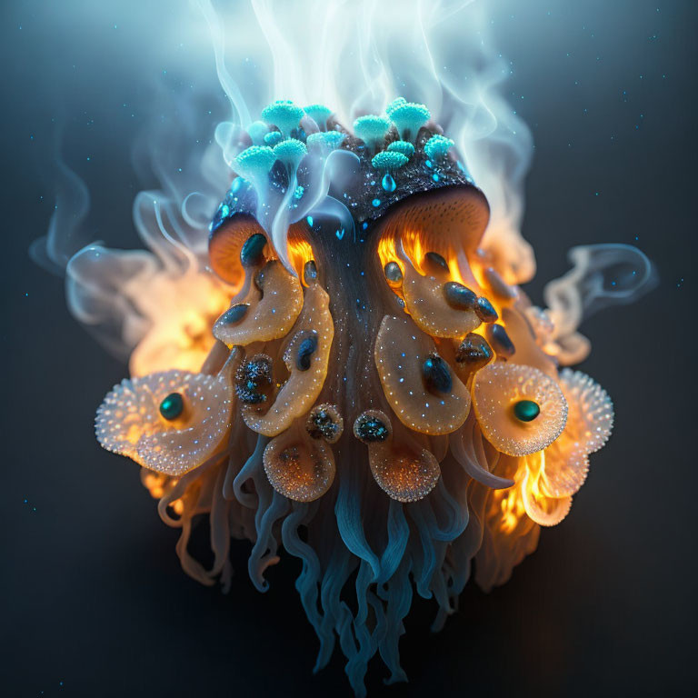 Surreal jellyfish digital art with glowing tentacles